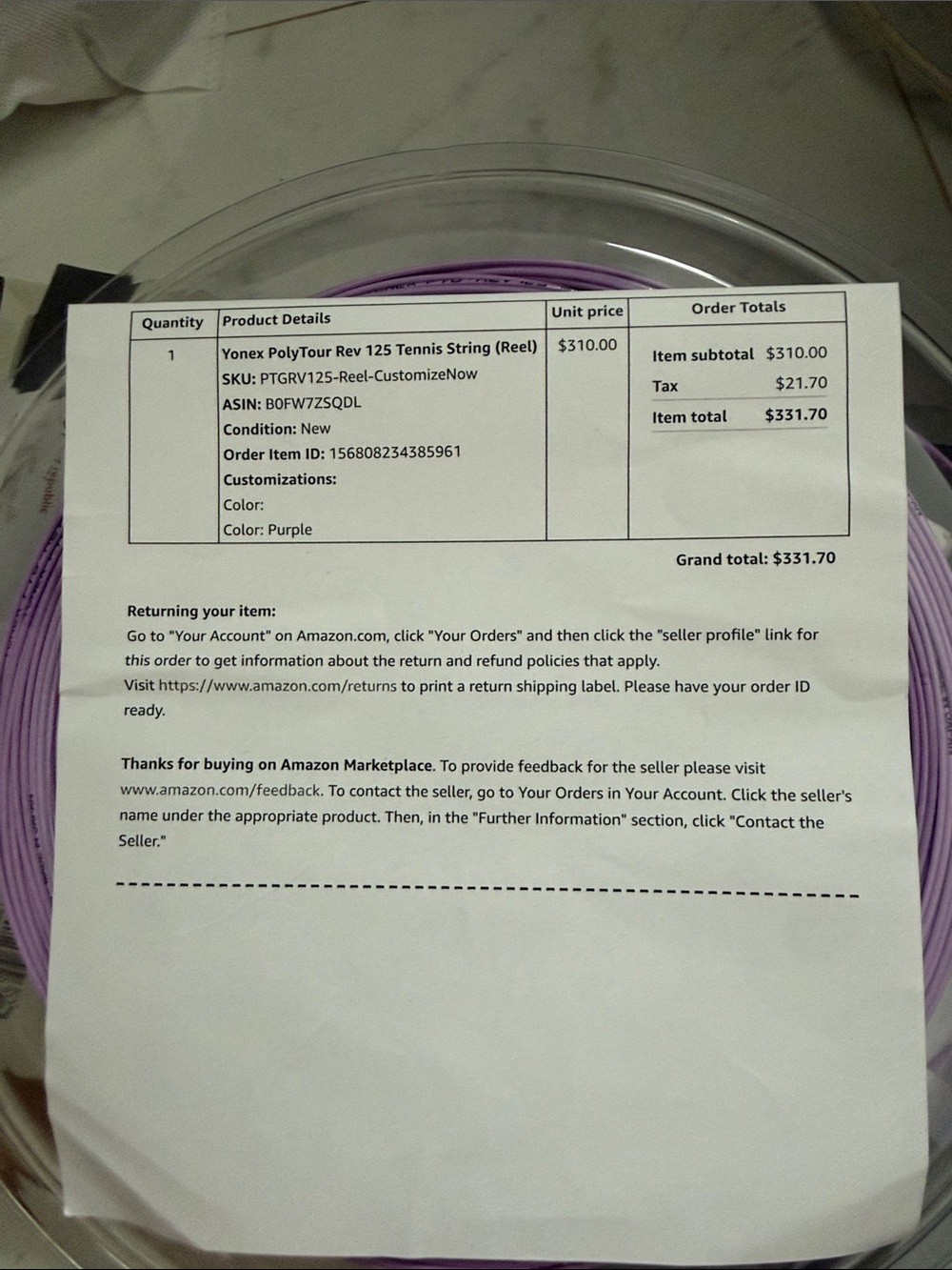 Tennis String Spool - Picture 2 of 2